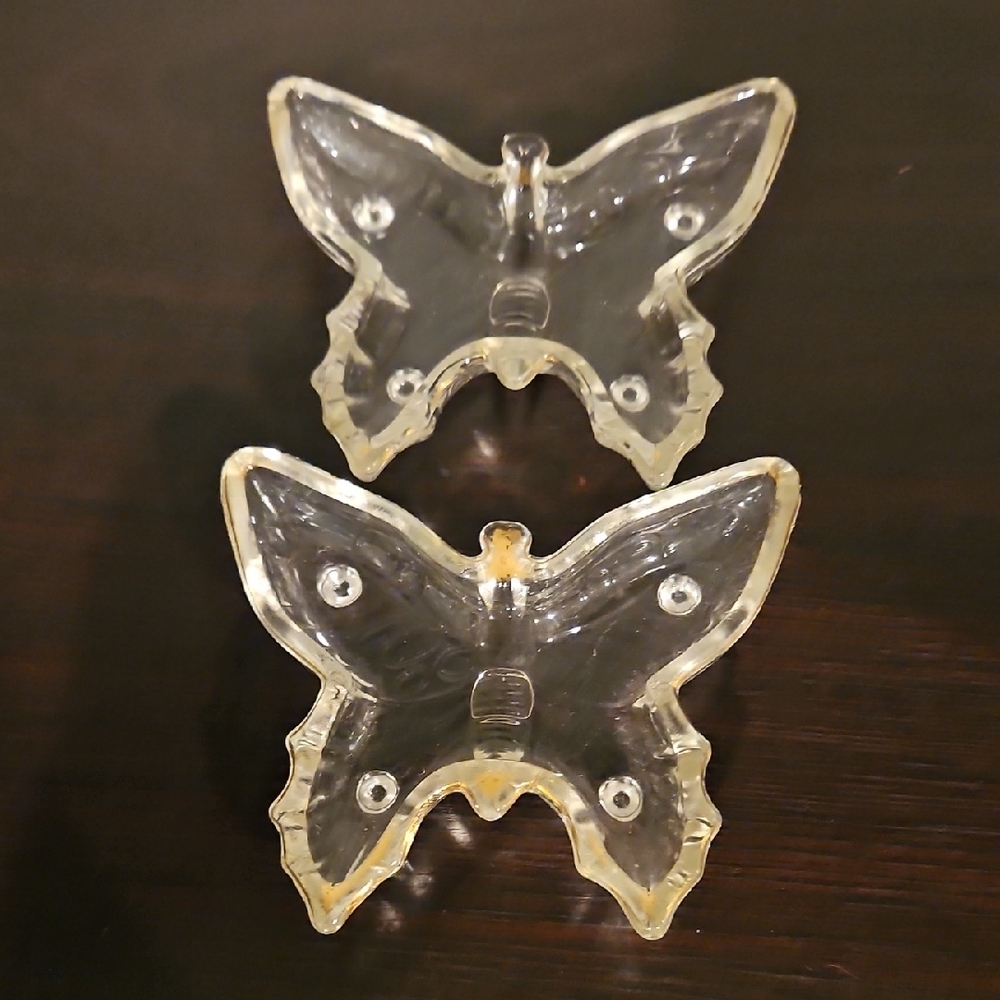 Vintage Glass Butterfly Trinket Dishes